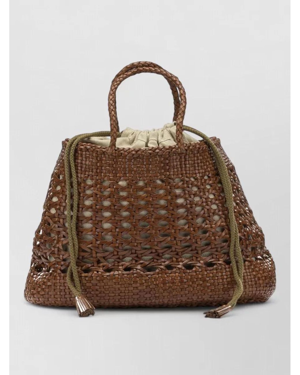 Dragon Diffusion Brown Medium Leather Woven Tote Bag