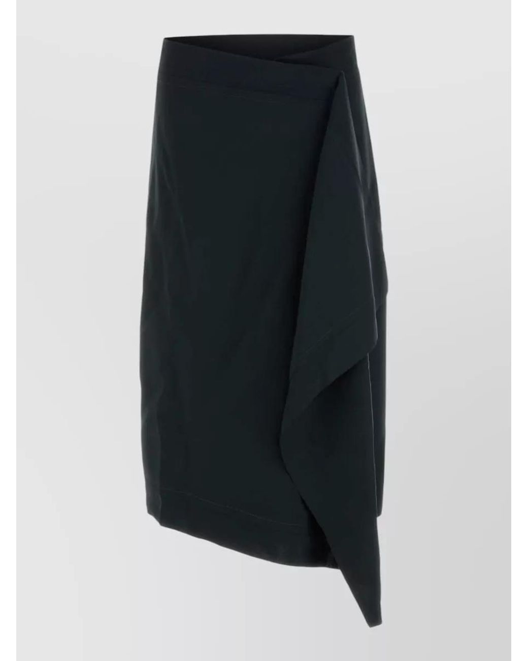 AMI Black Virgin Wool Draped Asymmetric Skirt