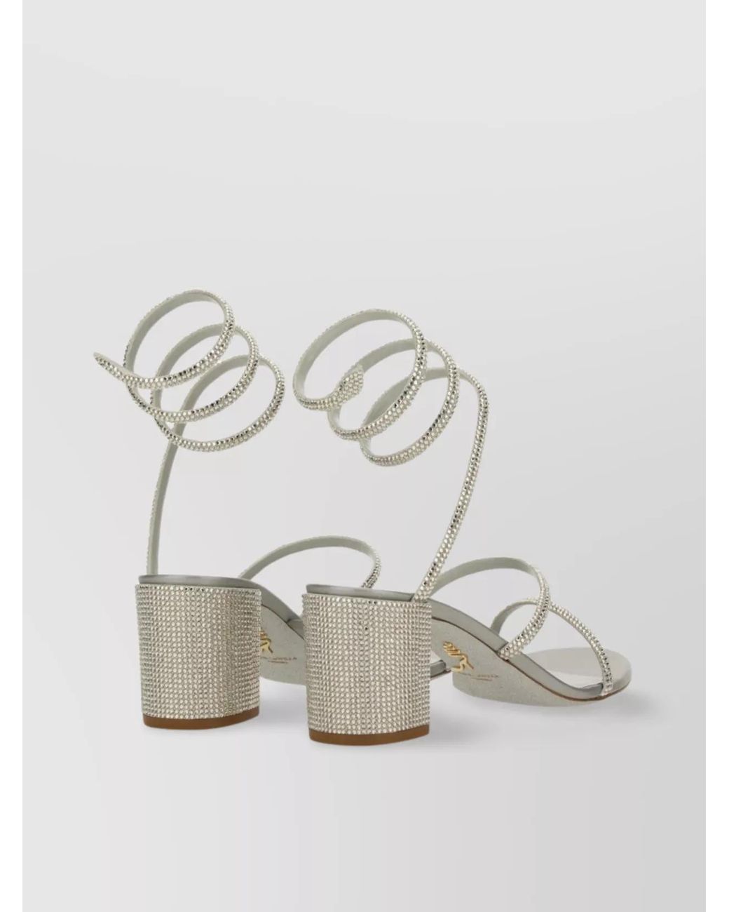 Rene Caovilla White Crystal-Embellished Satin Sandals