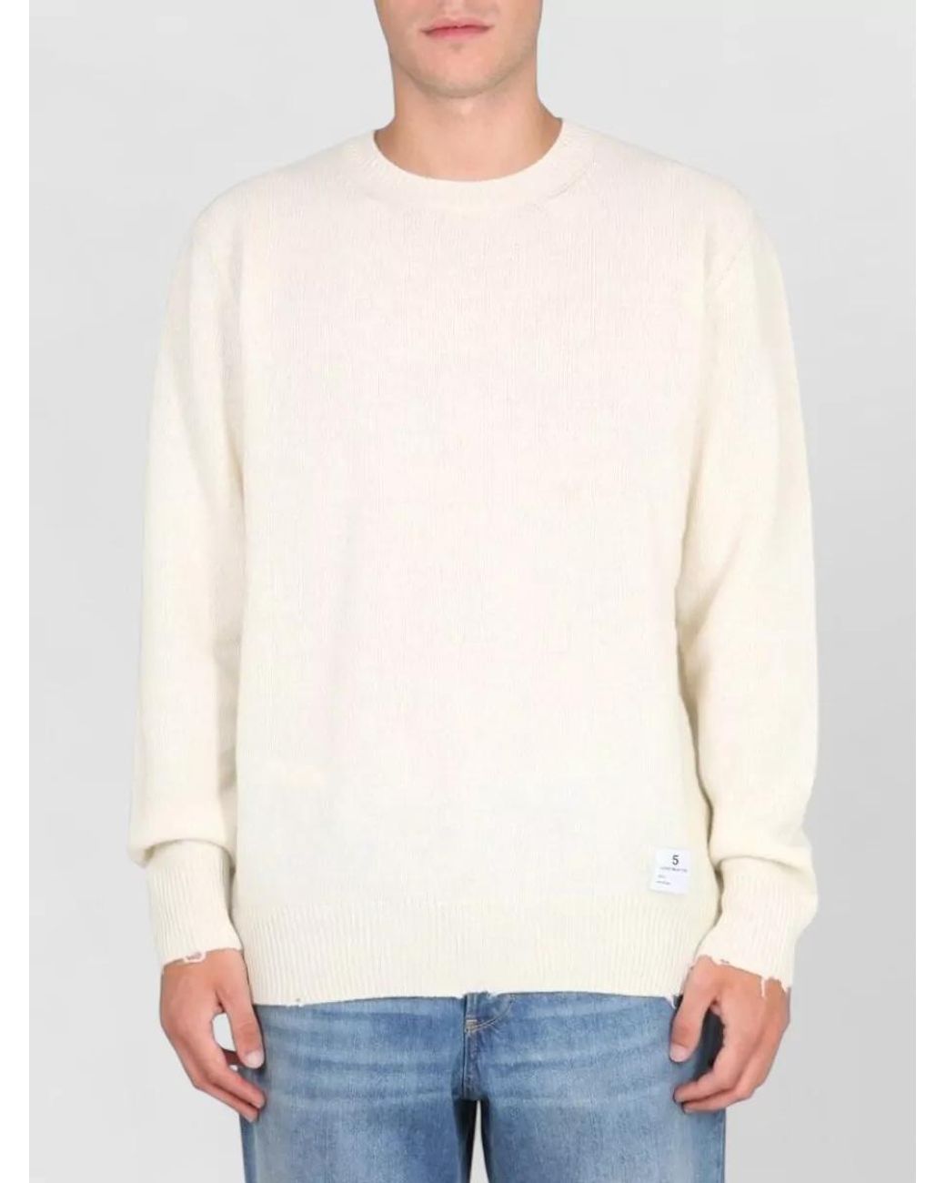 Department 5 Blue Ribbed Wool Cross-Neck Jumper for men
