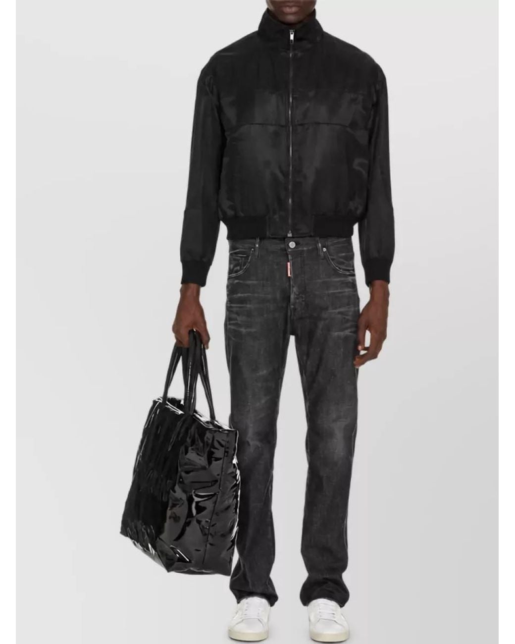 Saint Laurent Black Silk Bomber Jacket for men