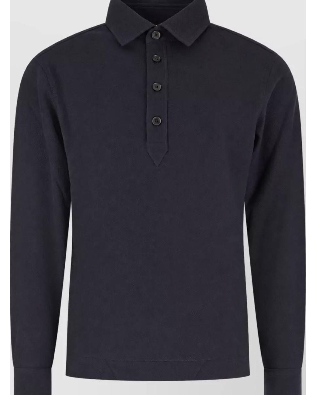 Zegna Blue Silk Cotton Polo Shirt for men