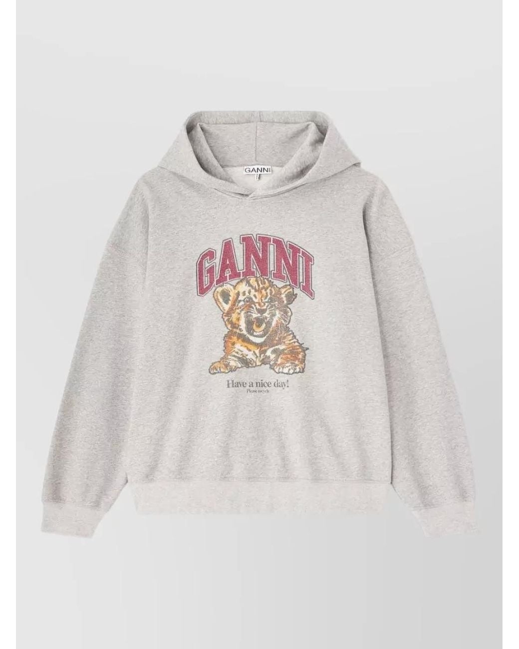 Ganni White Organic Cotton Graphic Hoodie