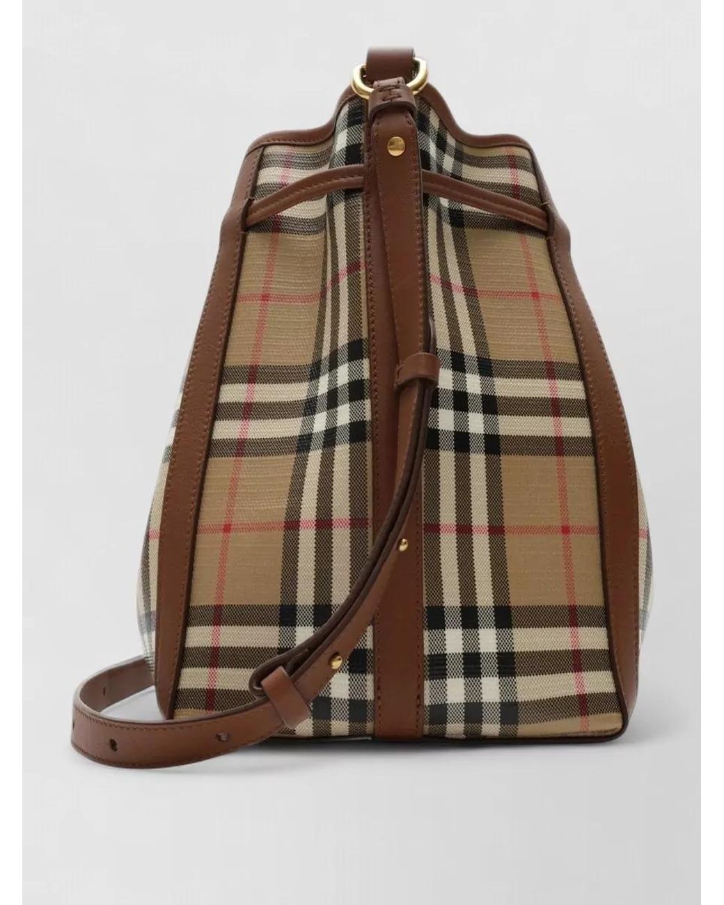 Burberry Brown Check Mini Leather Bucket Bag