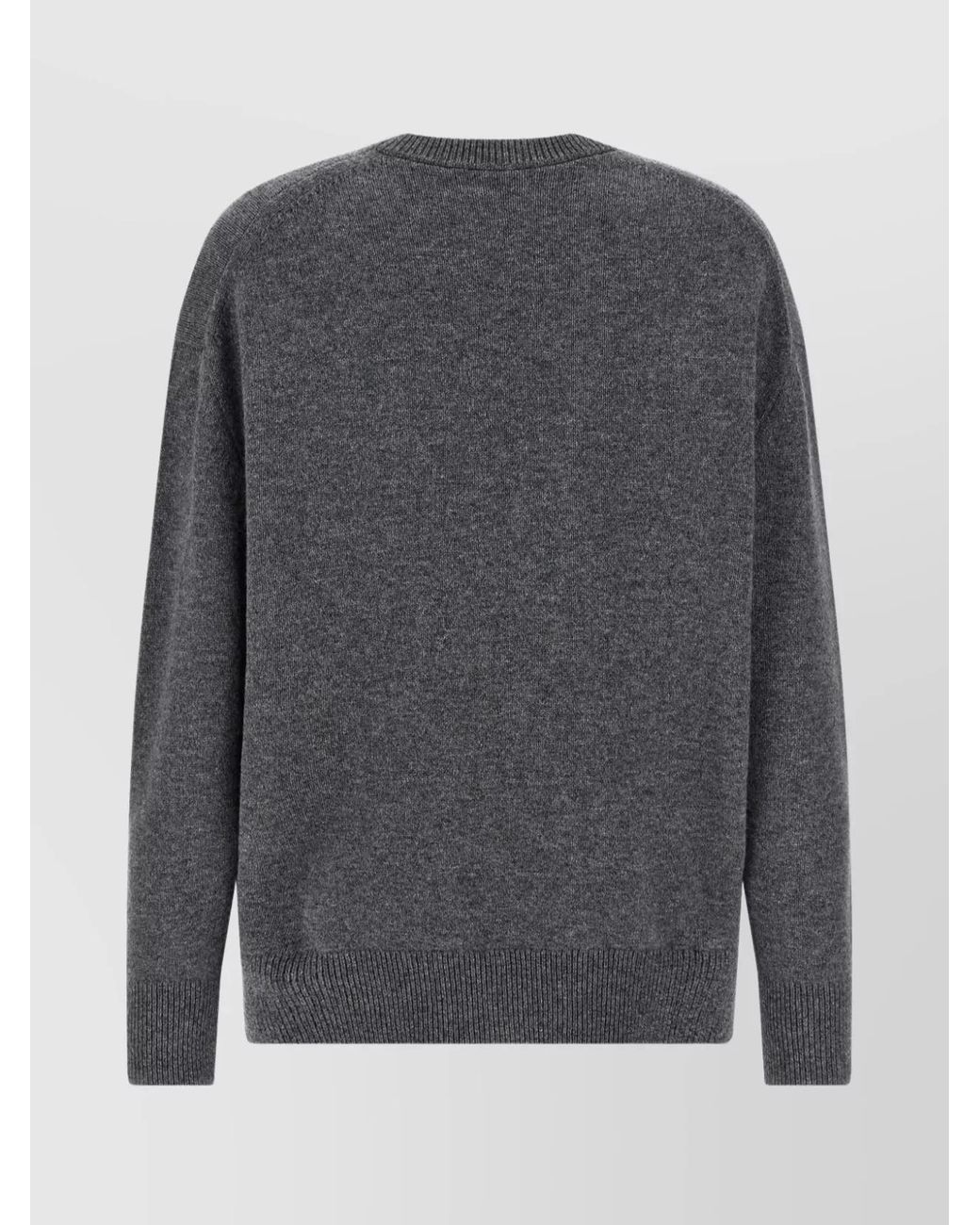 Jil Sander Gray V-Neck Cashmere Blend Sweater