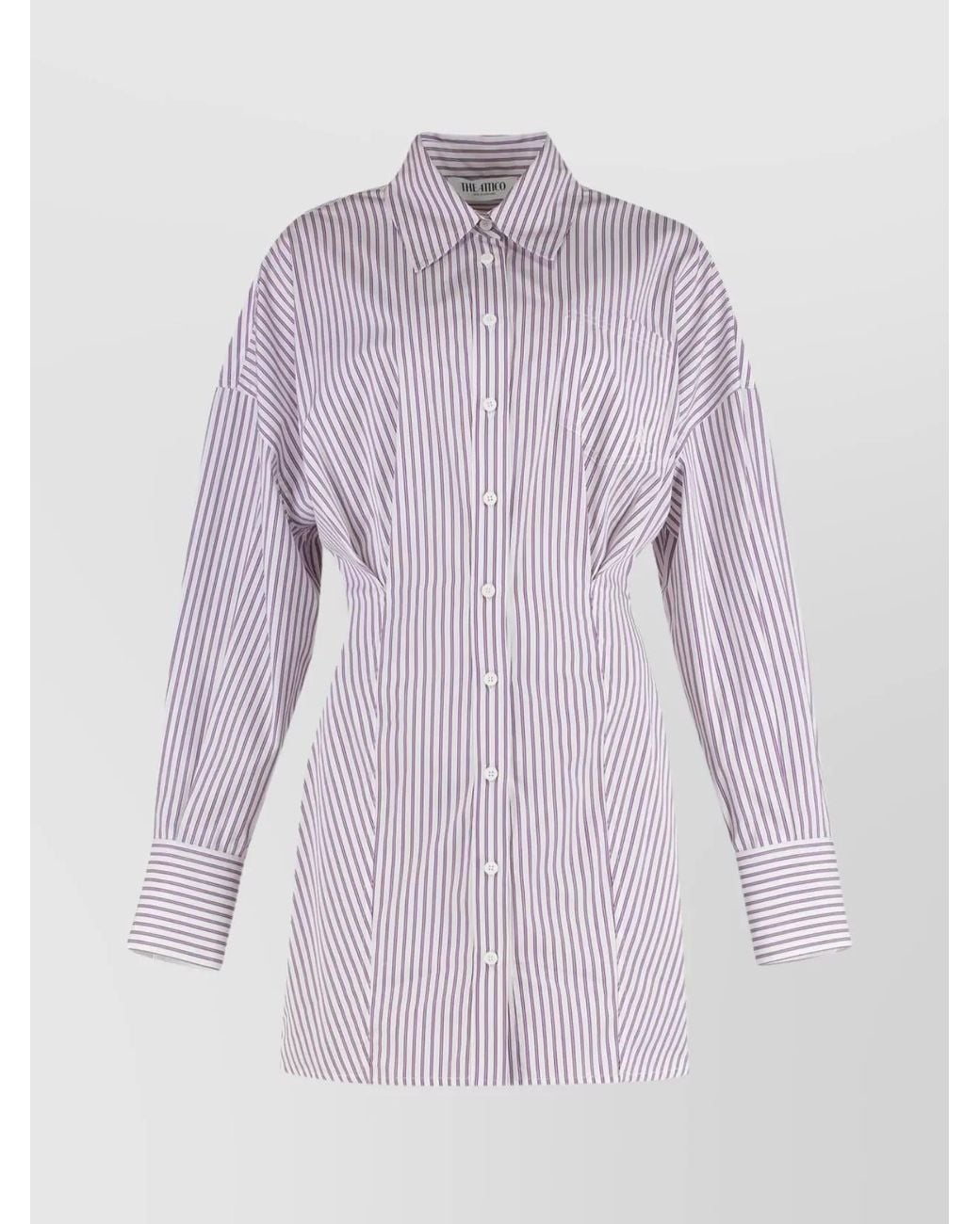 The Attico Purple Striped Cotton Shirtdress