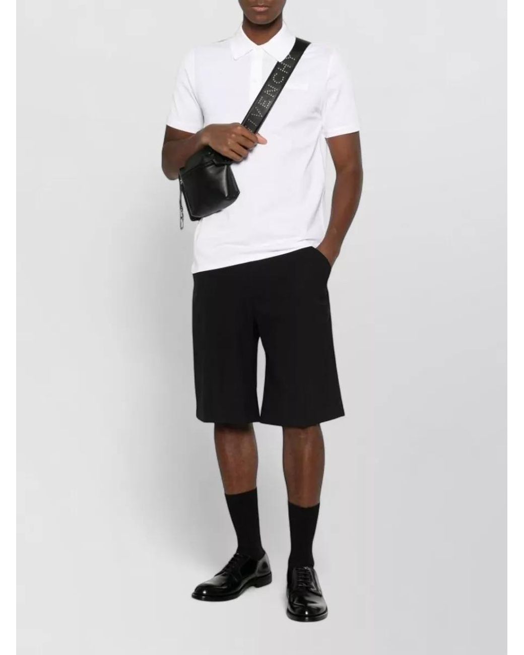 Givenchy White Cotton Logo-Patch Polo Shirt for men
