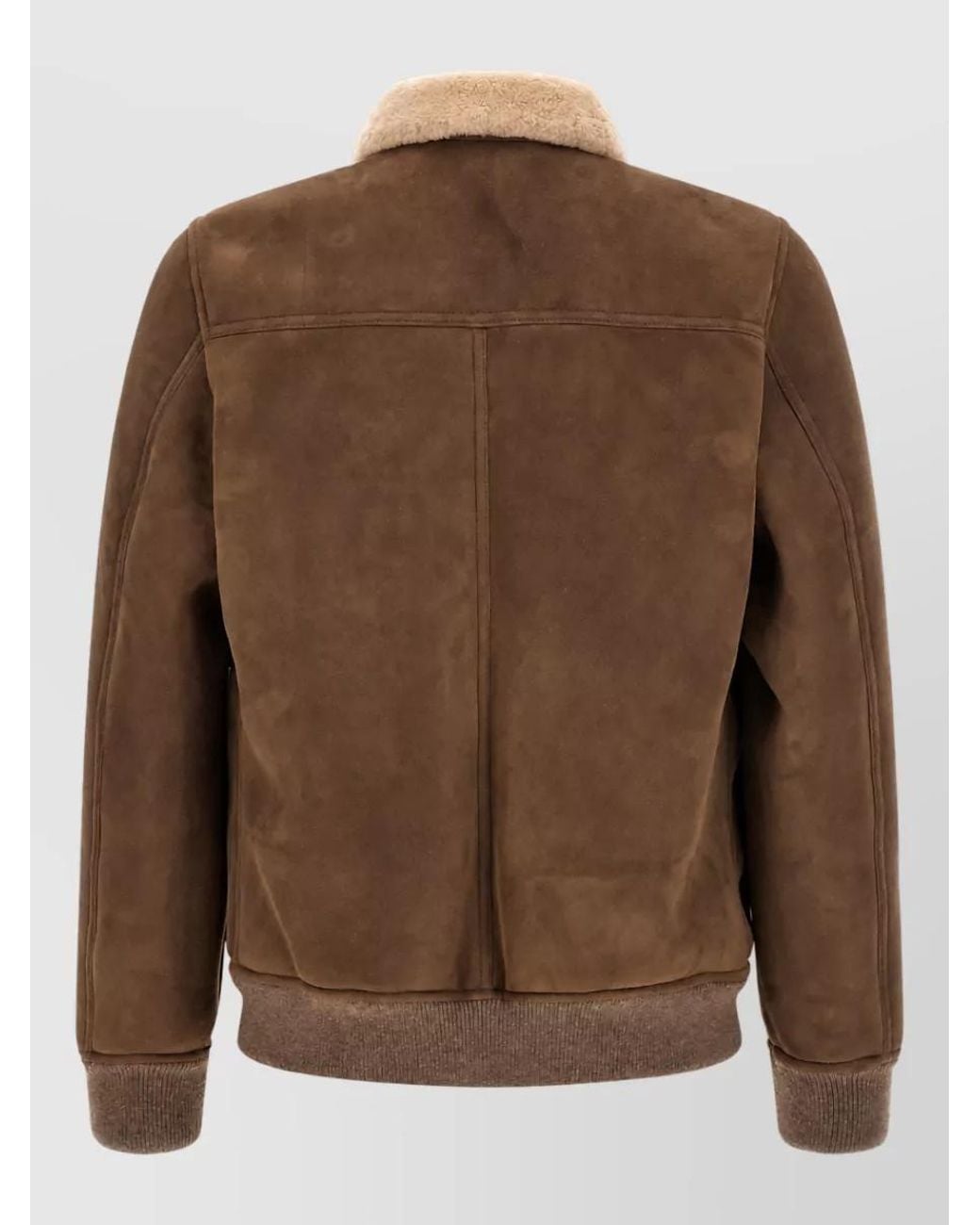 Moorer Brown Suede Shearling Bomber Jacket for men