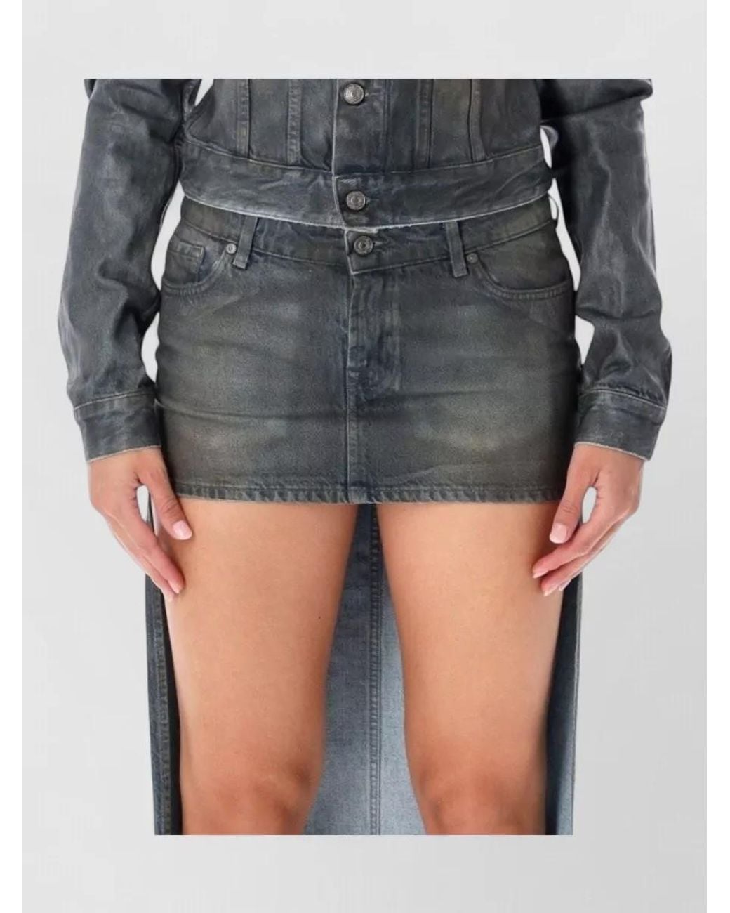 7 For All Mankind Gray Waxed Cropped Denim Jacket
