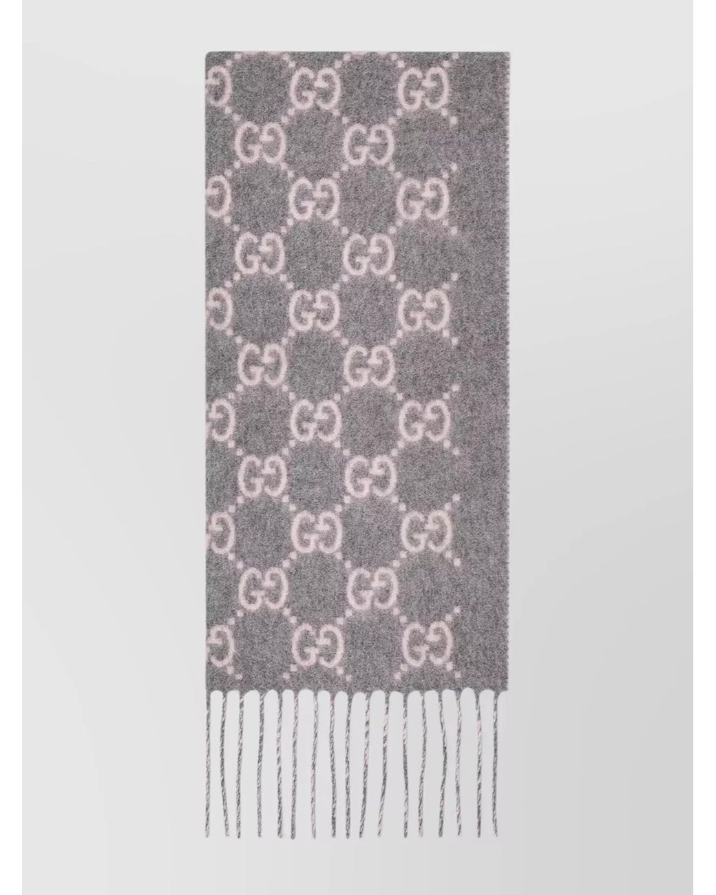 Gucci Gray Fringe Detail Scarf Collection New Canvy
