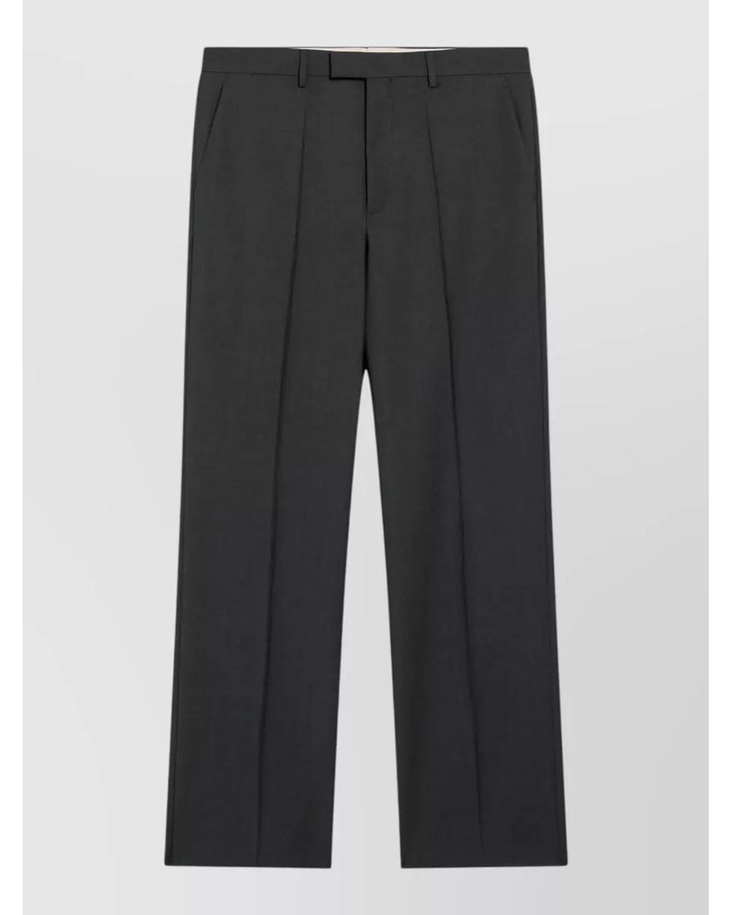 Valentino Gray Wool Pleated Straight-Leg Tailored Trousers for men