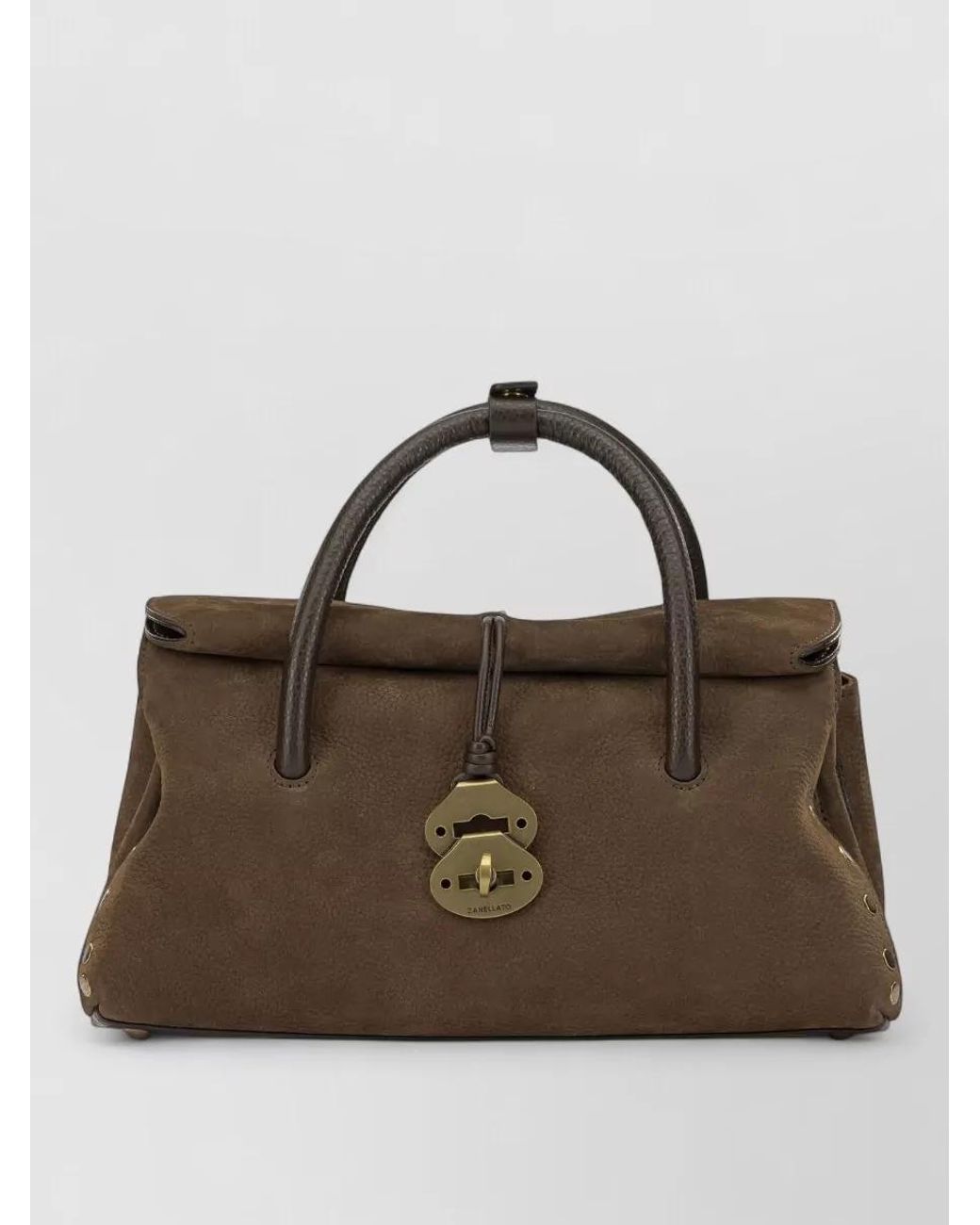 Zanellato Brown Leather Studded Shoulder Bag