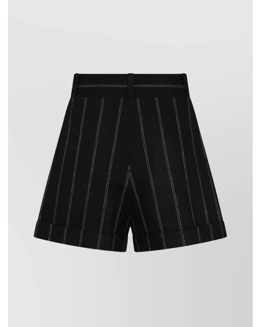 The Mannei Black Wool Pinstriped Tailored Shorts