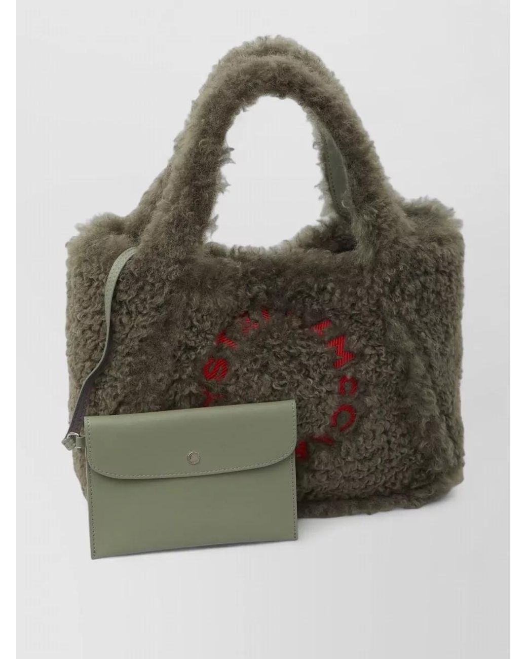 Stella McCartney Green Stella Logo Teddy-Effect Tote Bag