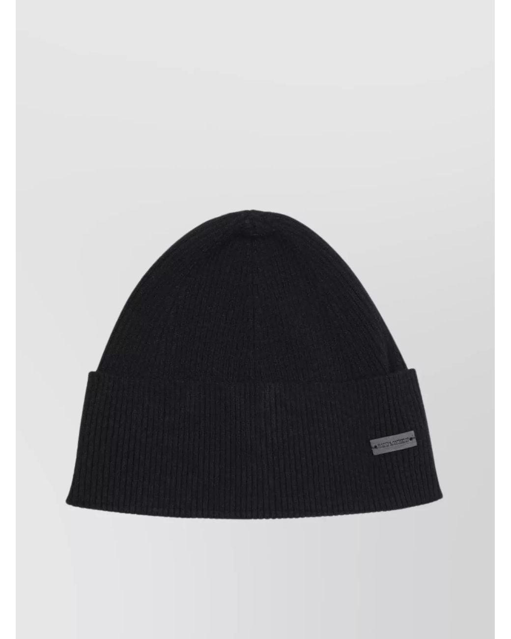 Saint Laurent Blue Cashmere Ribbed Texture Hat for men