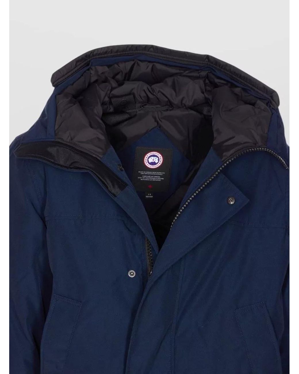 Canada Goose Blue Hooded Coat With Long Sleeves And Pockets for men