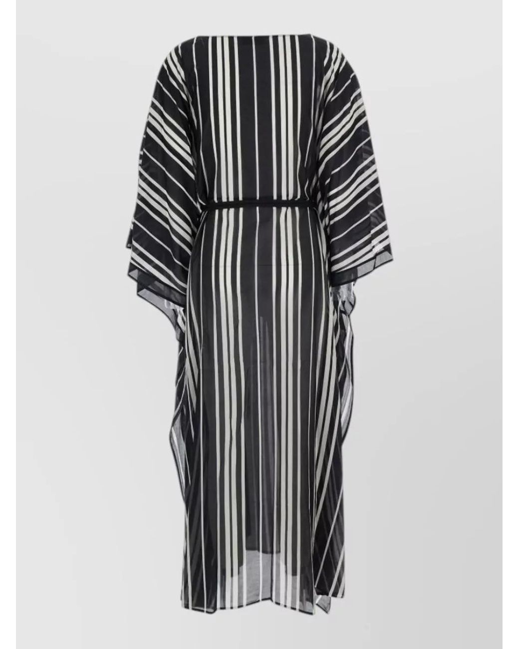Tory Burch Multicolor Silk Striped V-Neck Kaftan Midi Dress