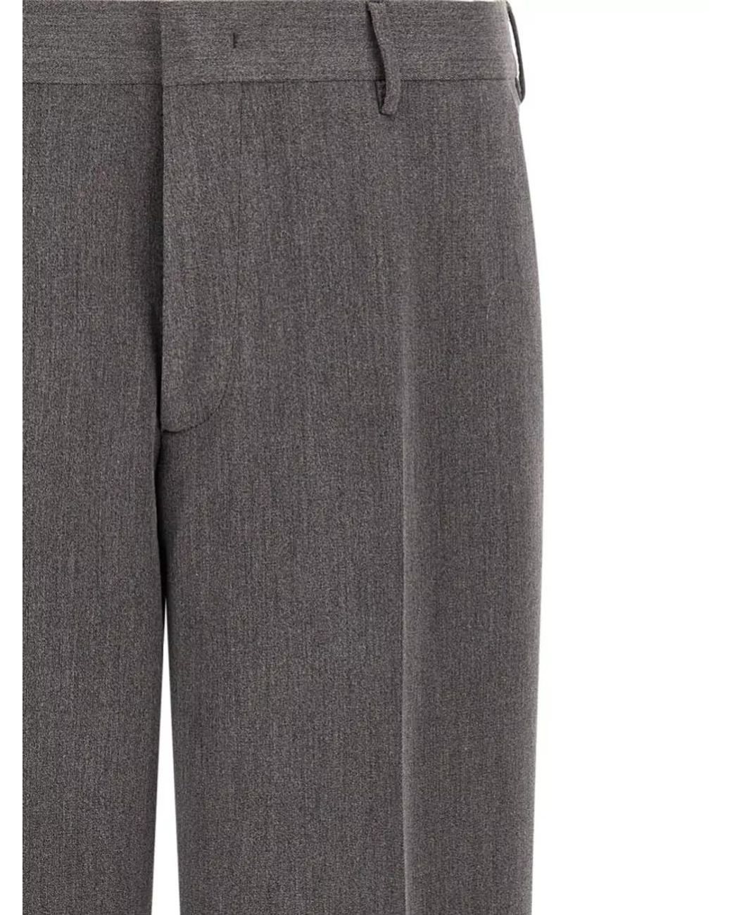 Cellar Door Gray Polyester Wide-Leg Trousers for men