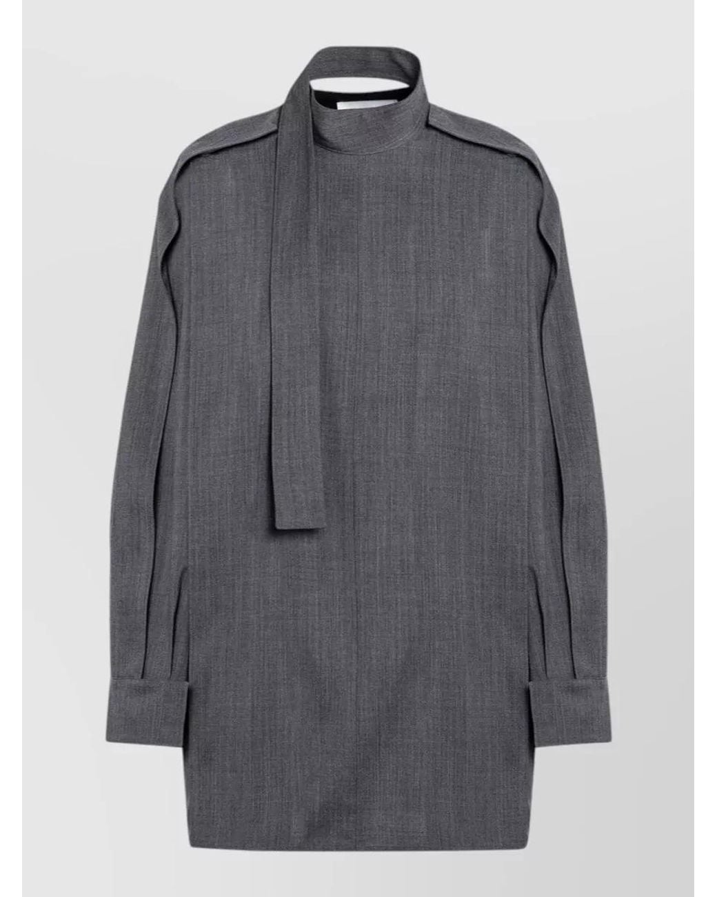 Jil Sander Gray Wool Shirt With Scarf