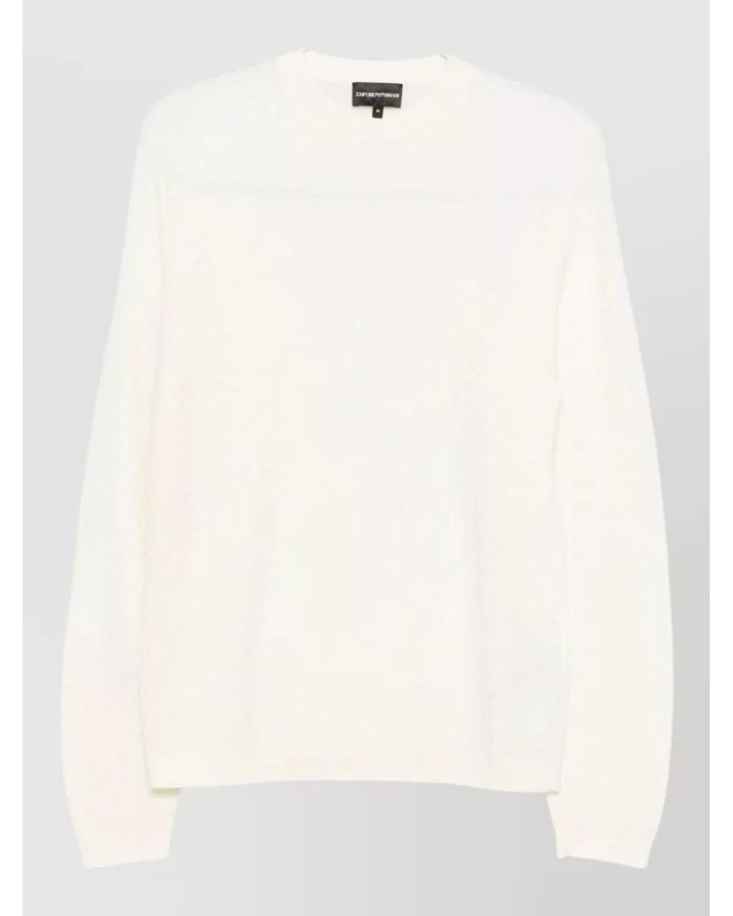 Emporio Armani Natural Virgin Wool Textured Knit Crewneck Sweater for men