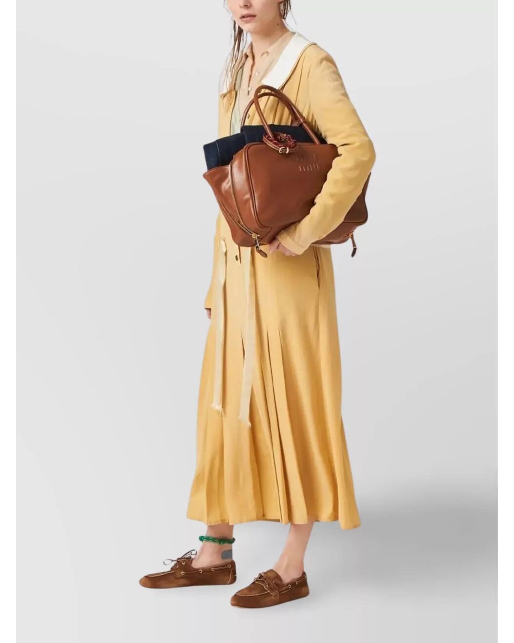 Miu Miu Brown Beau Large Leather Tote Bag