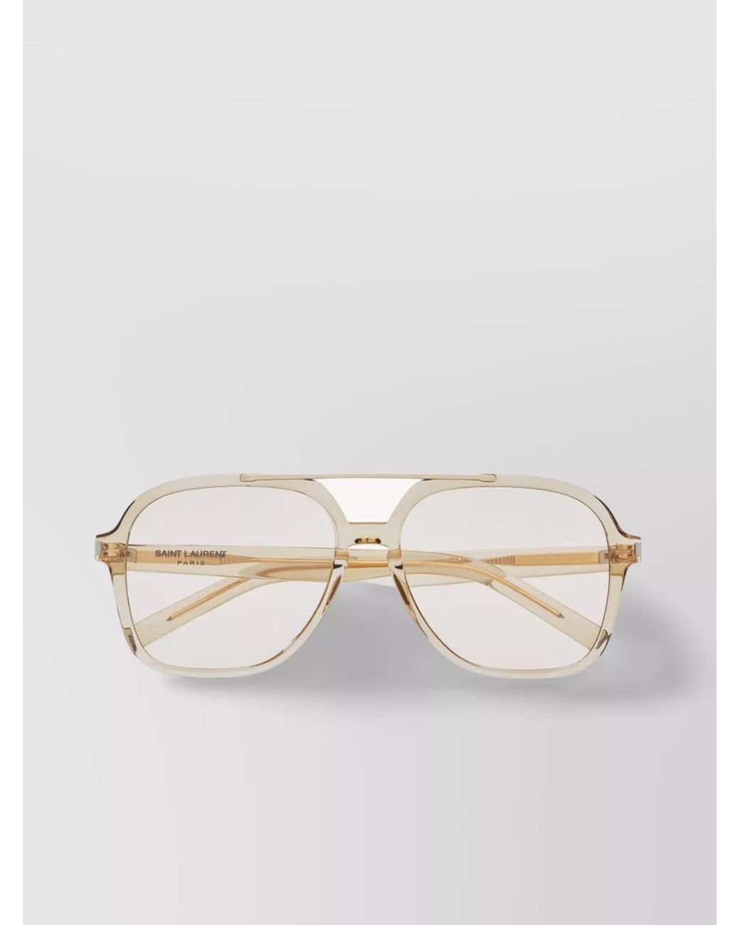 Saint Laurent Natural Geometric Aviator Clear Lens Sunglasses