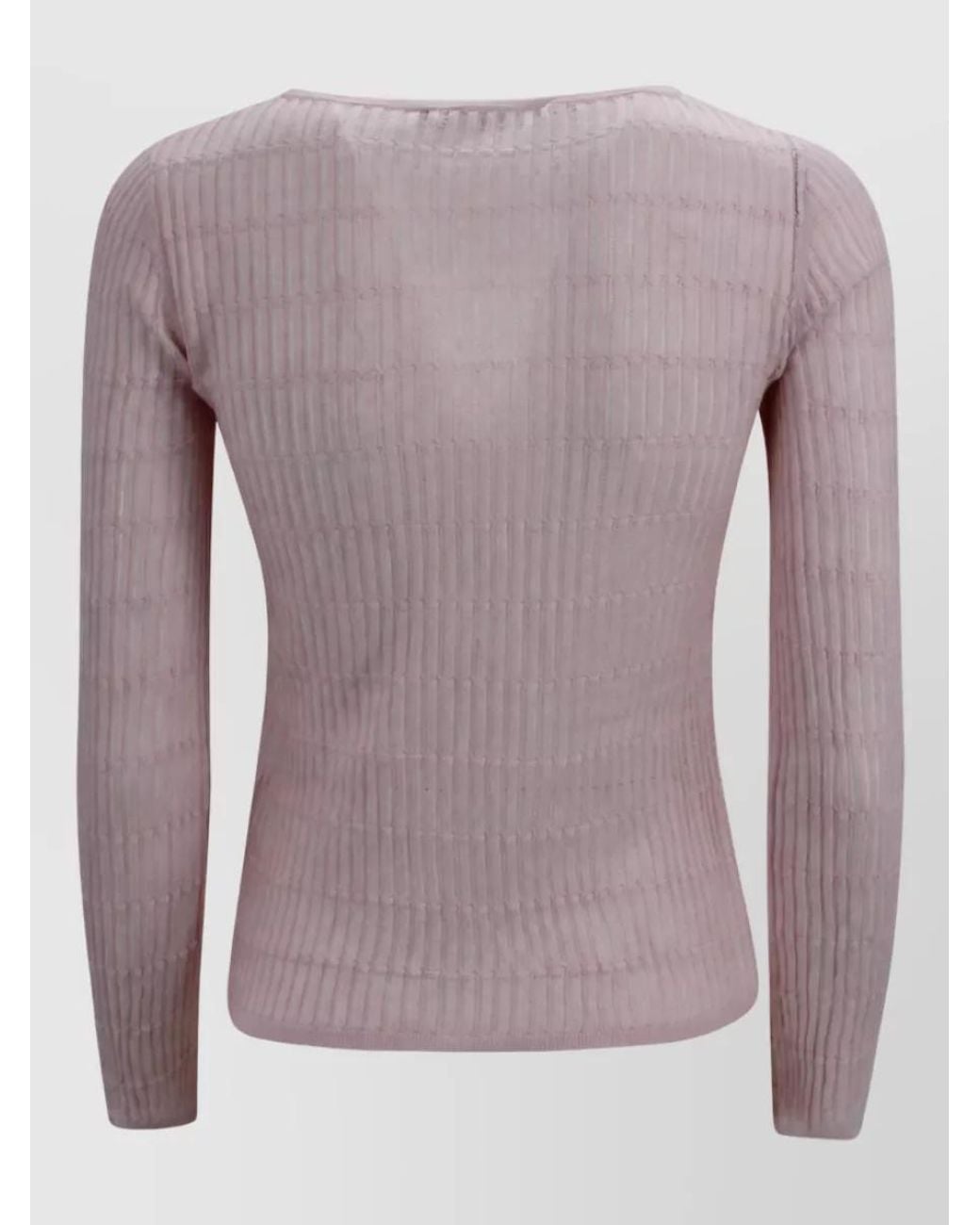Max Mara Purple Wool Silk Slim-Fit Ribbed Sweater