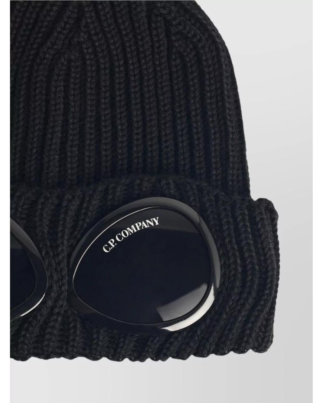 C P Company Blue Merino Wool Ribbed Beanie for men