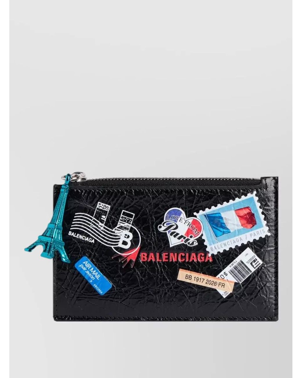 Balenciaga Blue Leather Long Coin And Card Holder Wallet for men