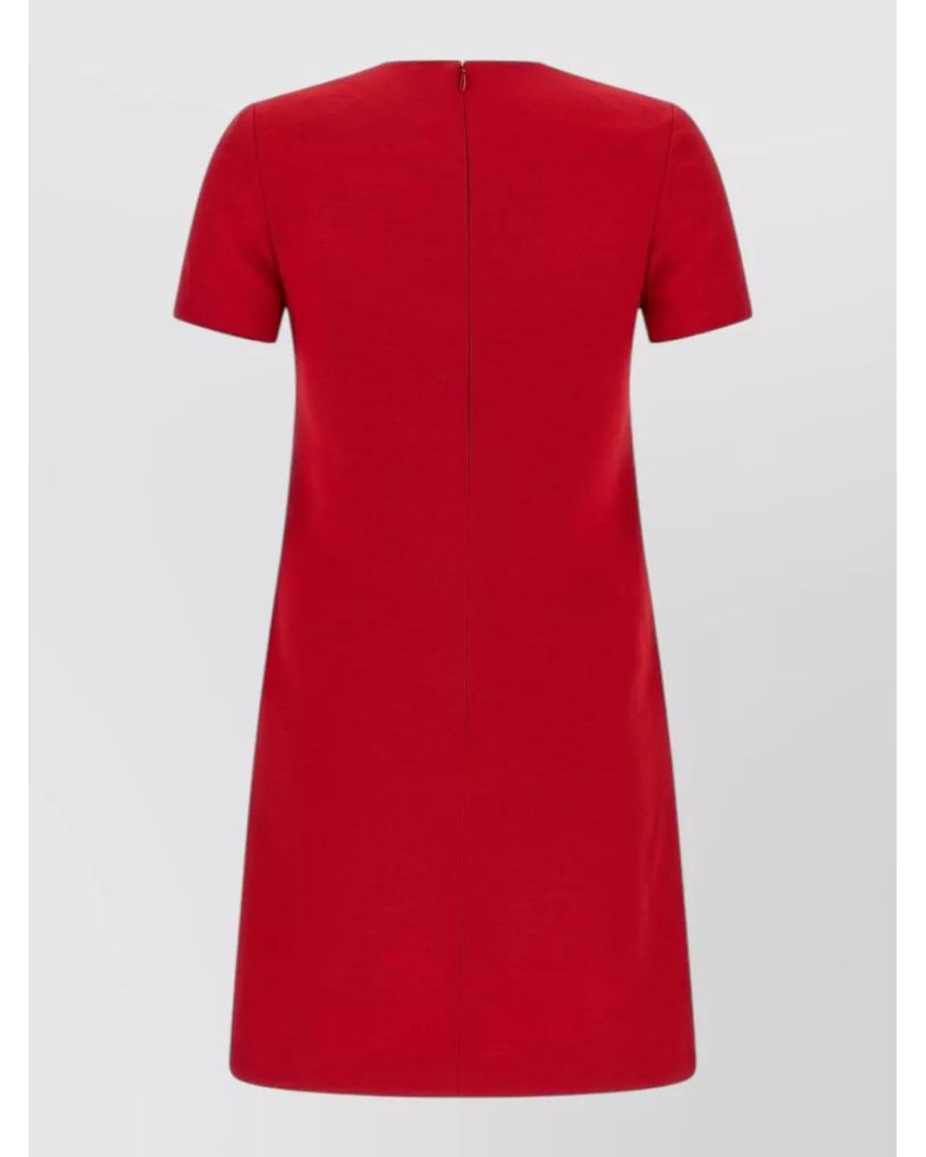 Valentino Red Wool And Silk Short-Sleeve Knee-Length Dress