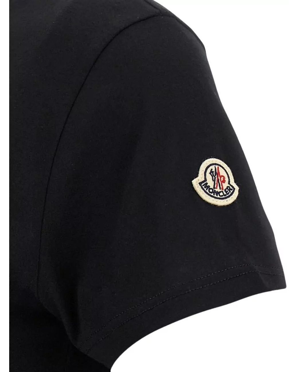 Moncler Black Cotton Crew Neck Short Sleeve T-Shirt