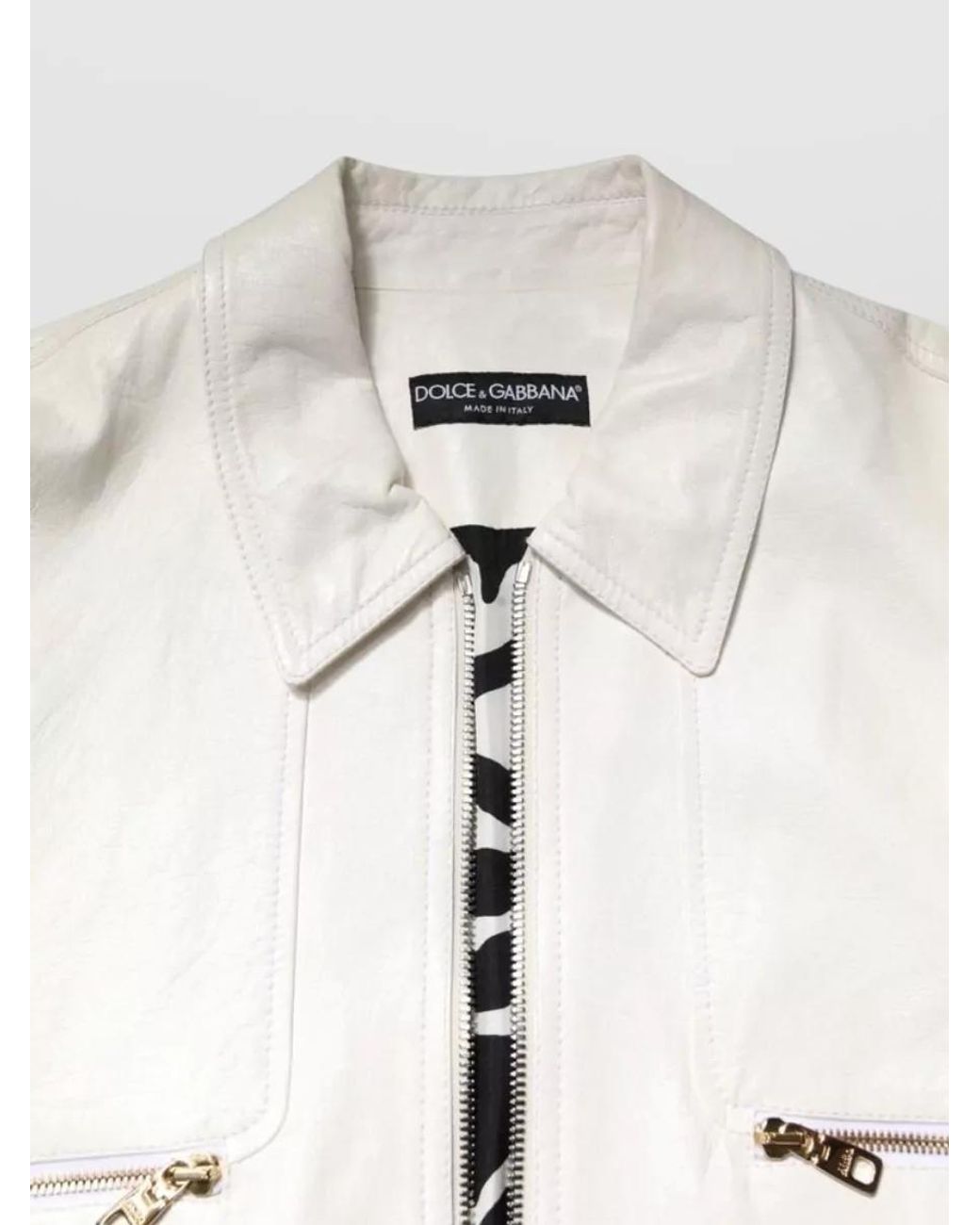 Dolce & Gabbana White Shearling Biker Coat for men