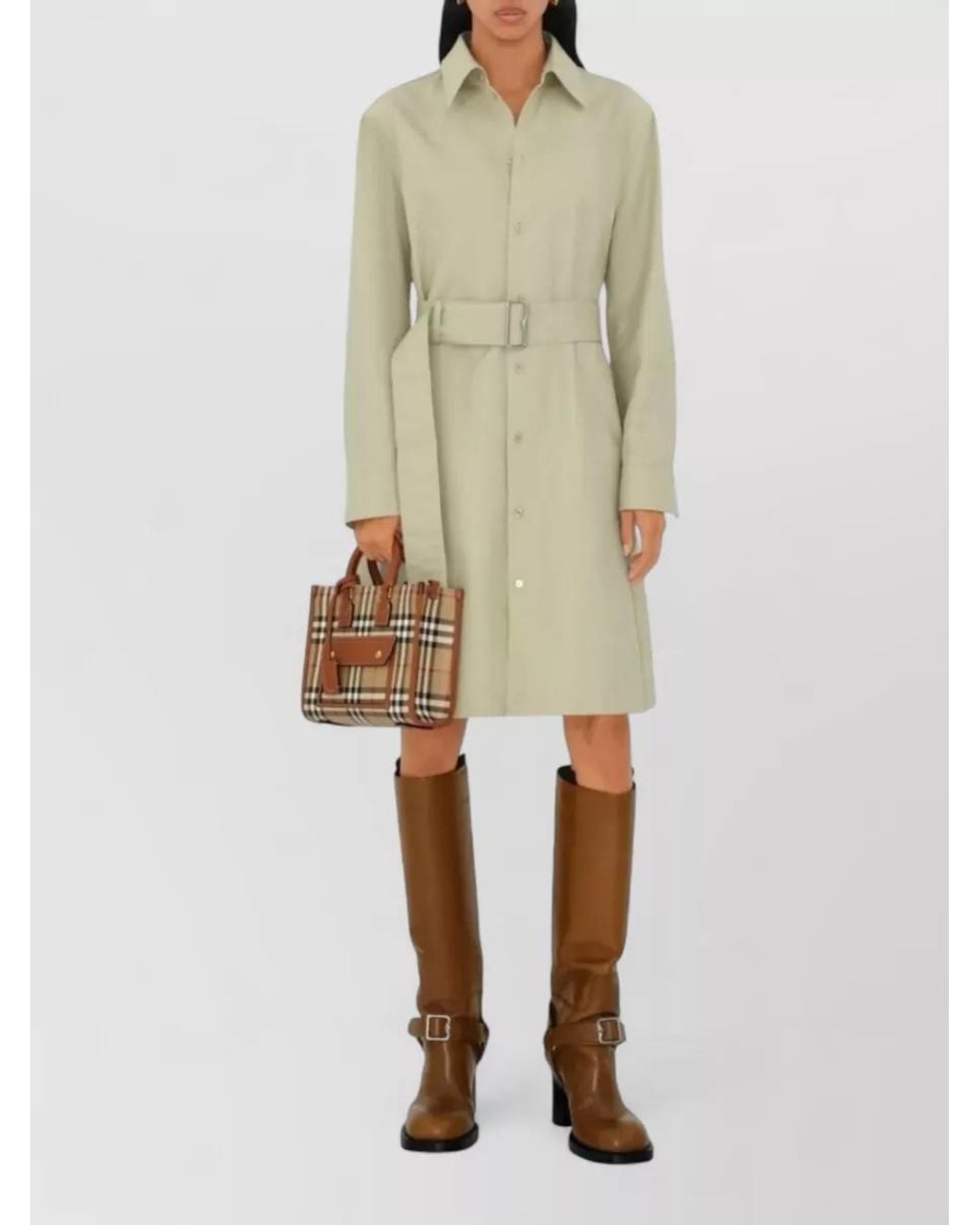 Burberry Brown Freya Mini Coated Cotton Blend Tote Bag