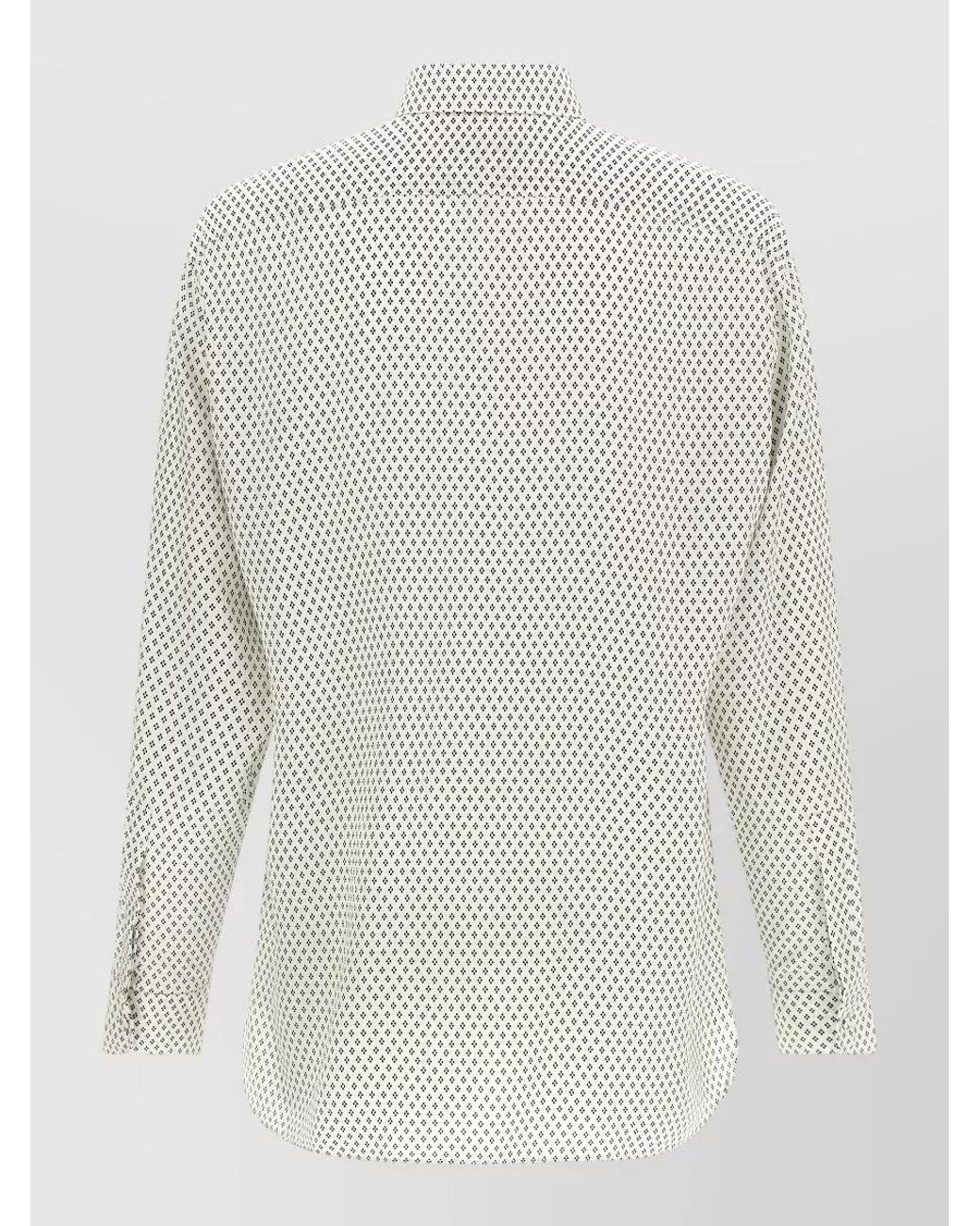 Tom Ford White Silk Diamond Print Fluid Fit Shirt for men