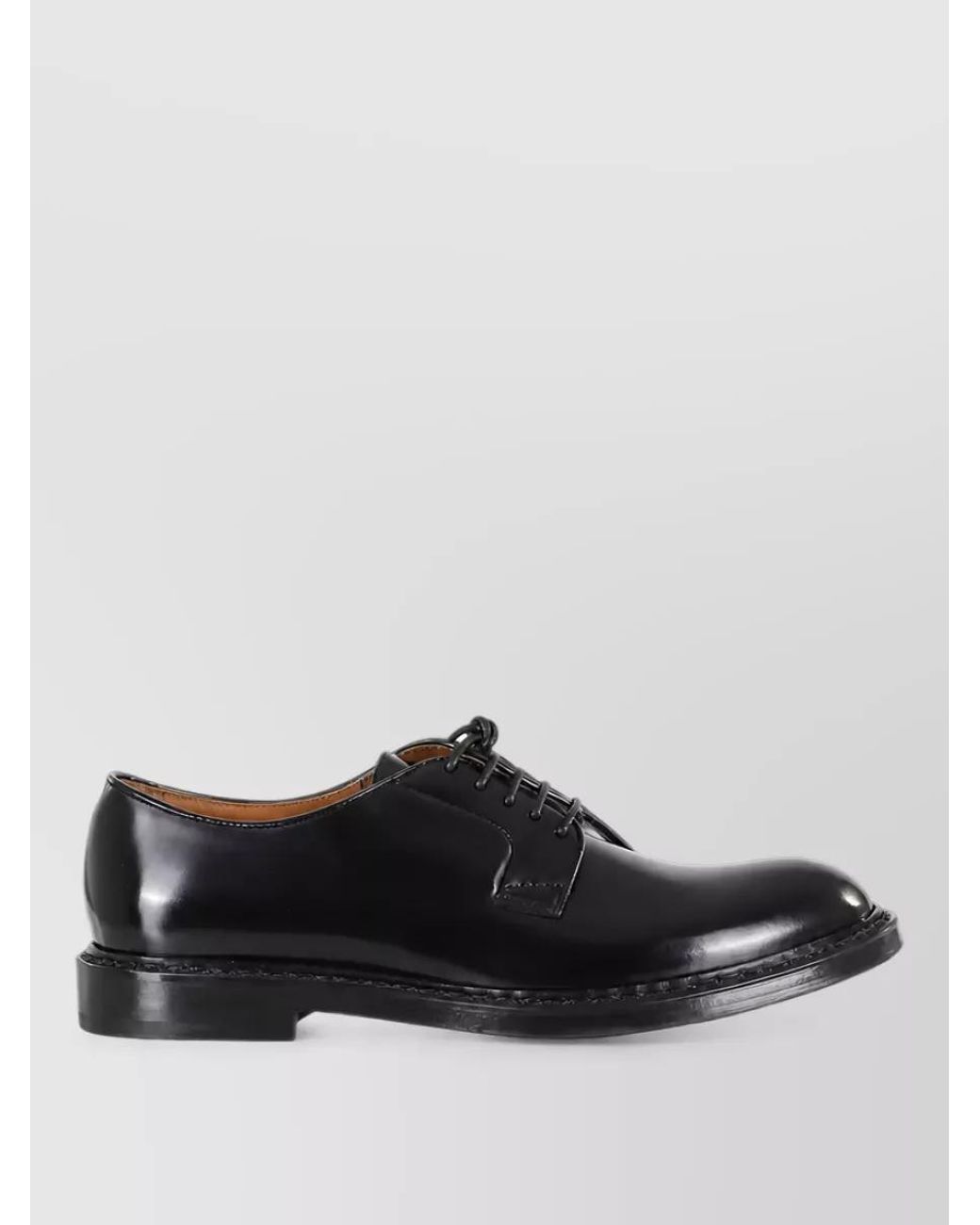 Doucal's Black Leather Derby Shoes for men