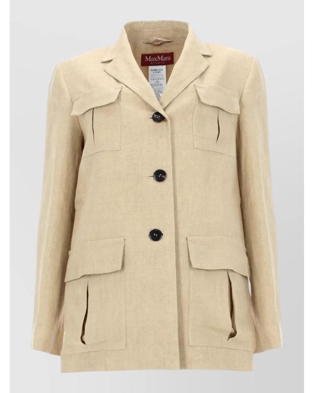 Max Mara Natural Linen Single-Breasted Suit Jacket