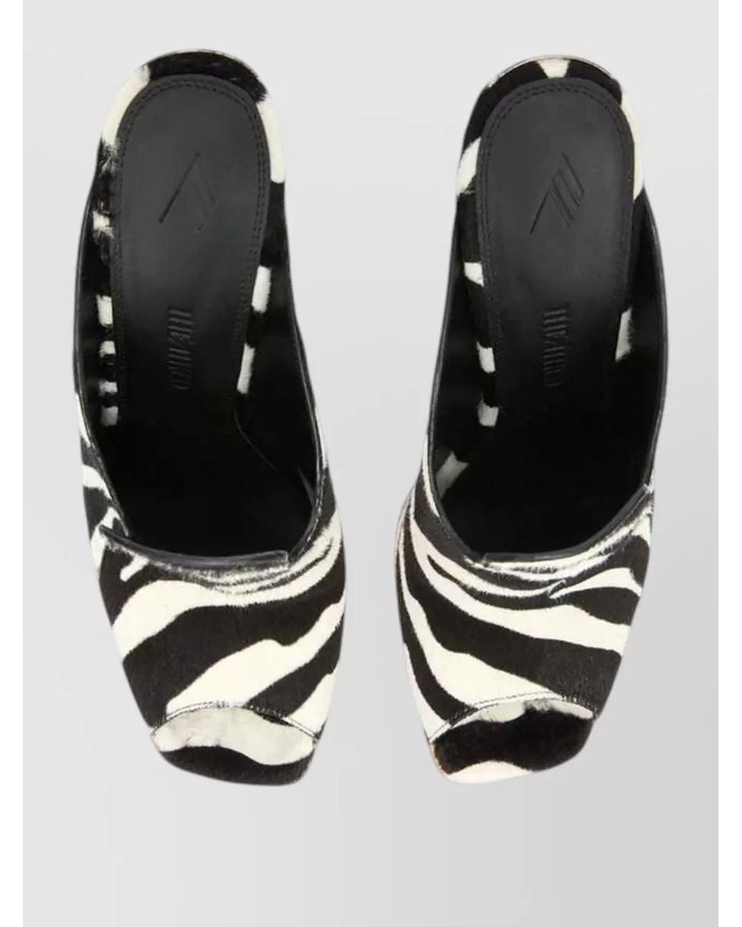 The Attico Black Zebra-Print Leather Platform Mules 140Mm