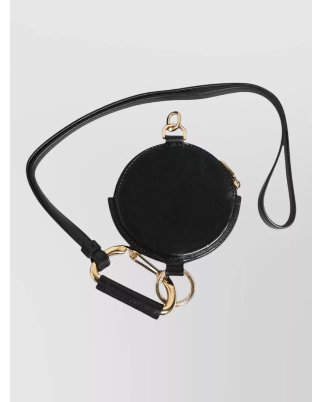 Dolce & Gabbana Black Leather Round Coin Purse Lanyard Wallet for men