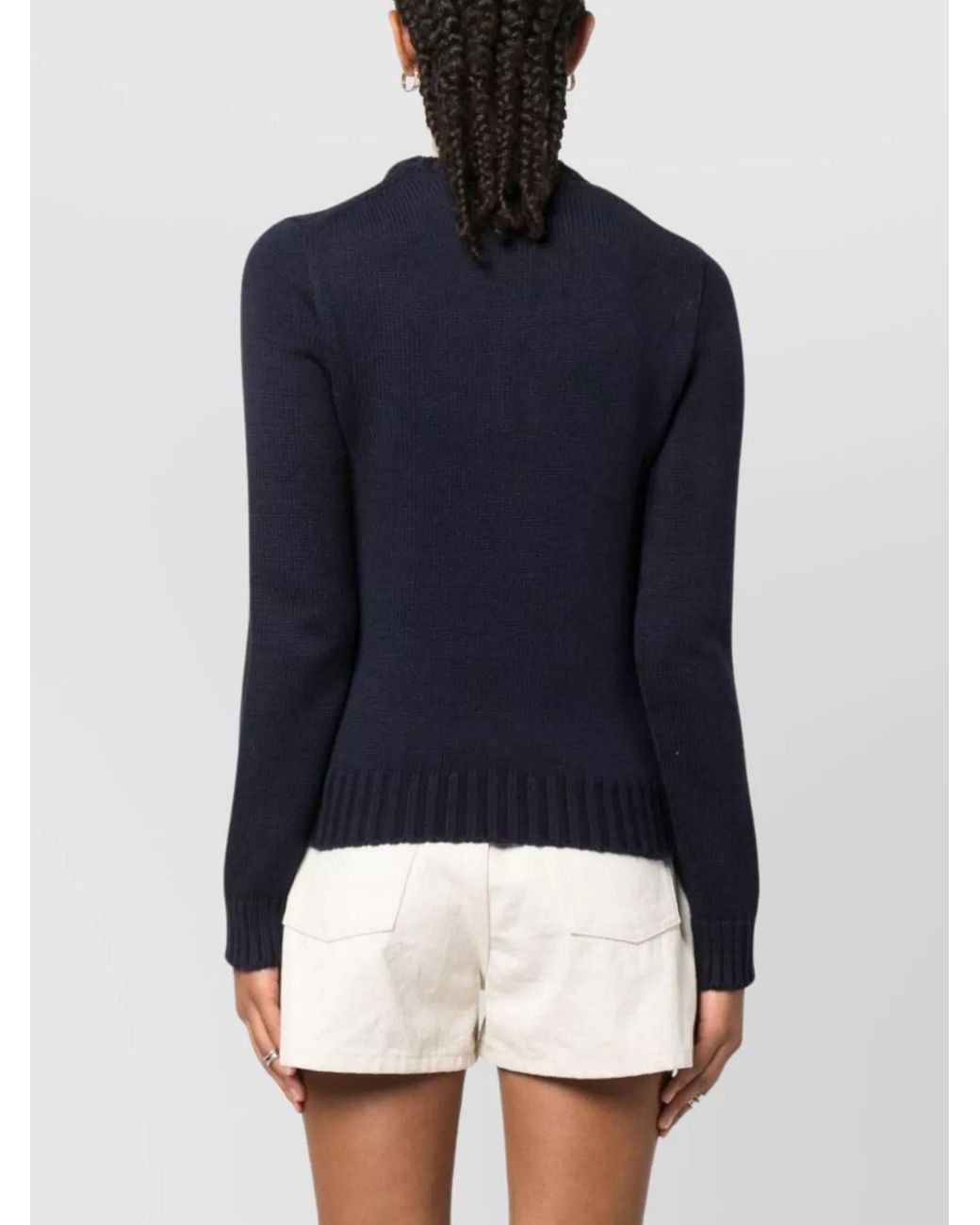 Polo Ralph Lauren Blue Cotton Intarsia-Knit Flag Crewneck Jumper