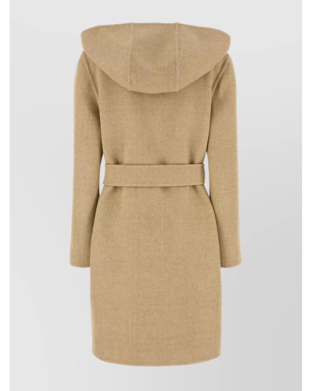 Burberry Natural Wool Hooded Reversible Belted Single Breasted Coat