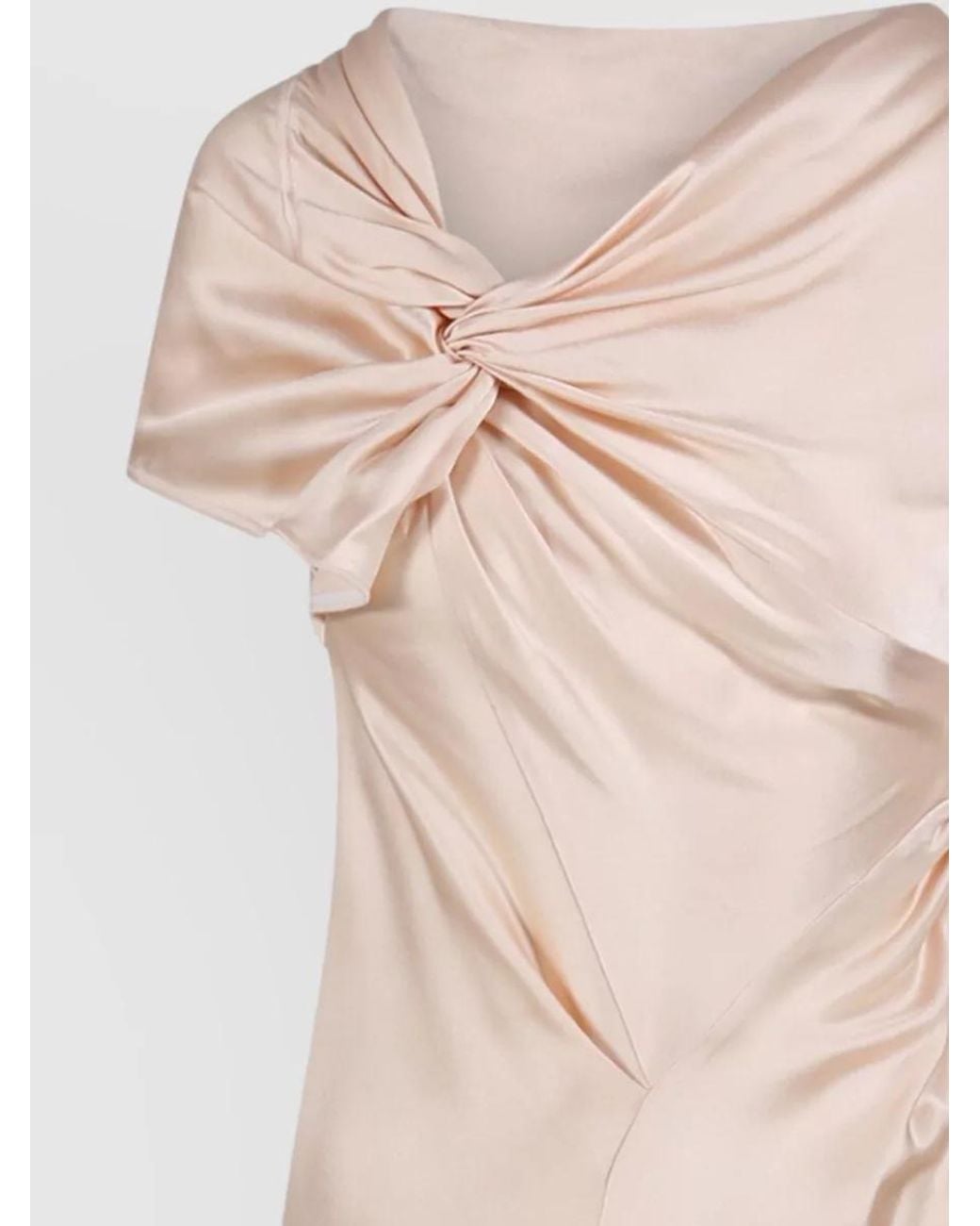 Victoria Beckham Natural Asymmetric Knot Maxi Dress