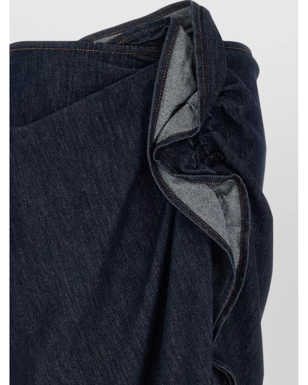 Dries Van Noten Blue Asymmetric Draped Denim Skirt
