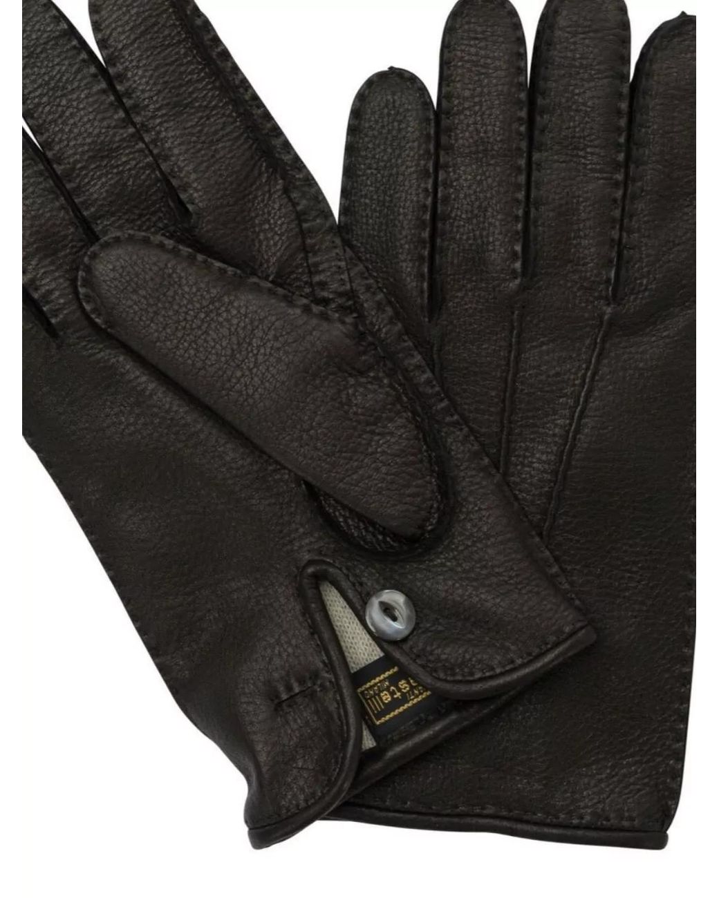 Restelli Black Leather Gloves for men