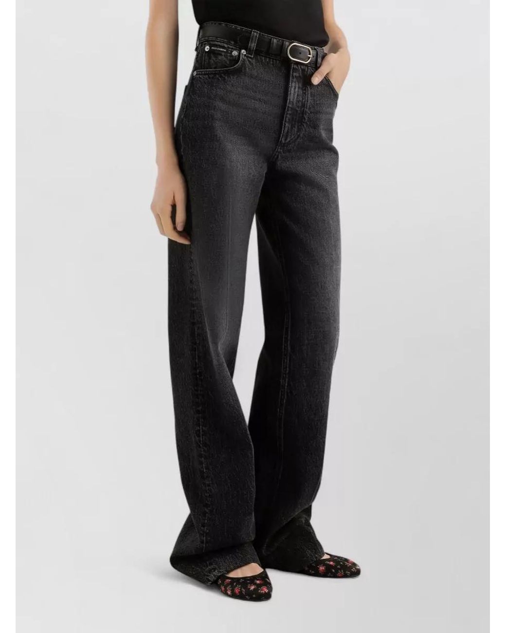 Dolce & Gabbana Black Cotton Wide-Leg Trousers