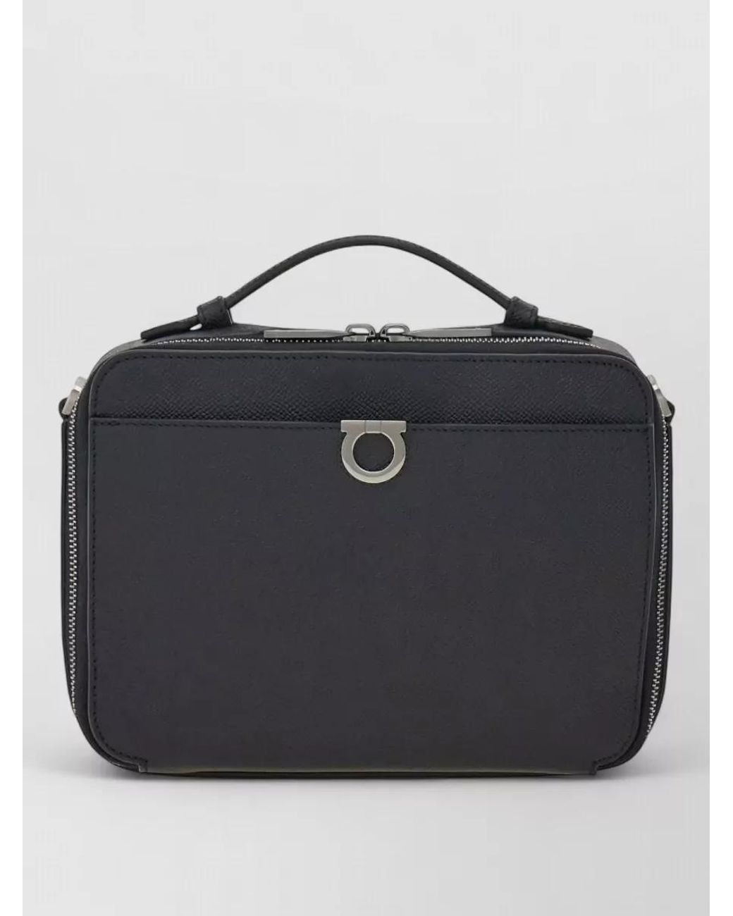 Ferragamo Blue Pebbled Leather Crossbody Bag for men