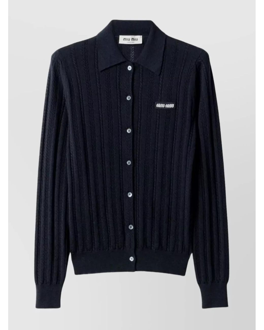 Miu Miu Blue Cashmere Openwork Cardigan