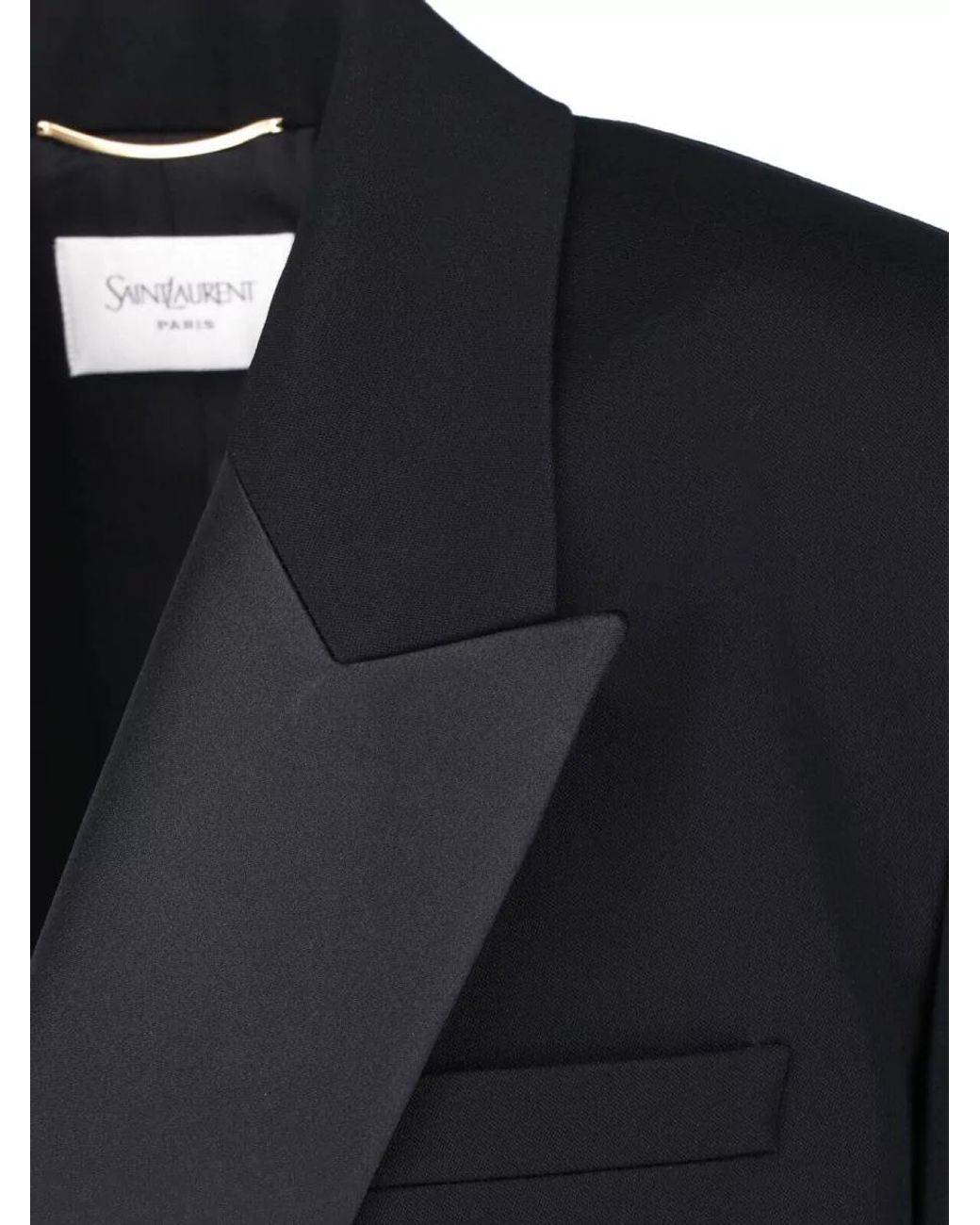 Saint Laurent Black Wool Double-Breasted Tuxedo Jacket