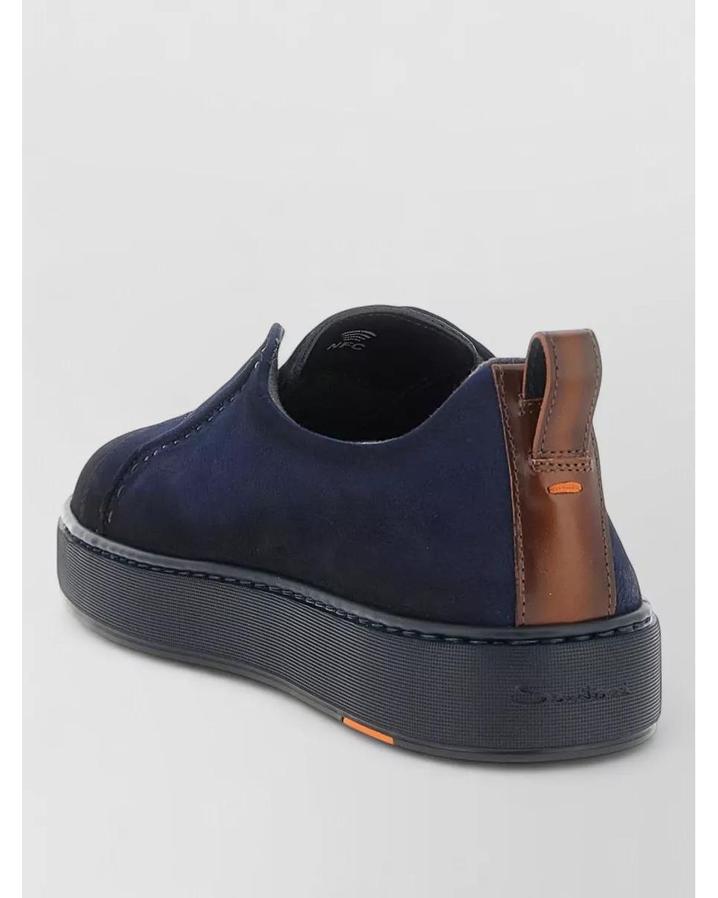 Santoni Blue Leather Low-Top Sneakers for men