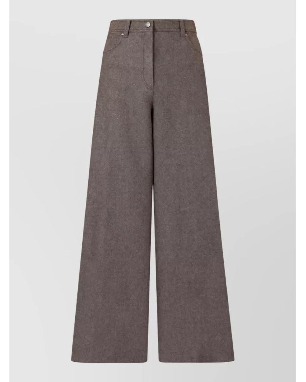Max Mara Brown Wool High-Rise Wide-Leg Trousers
