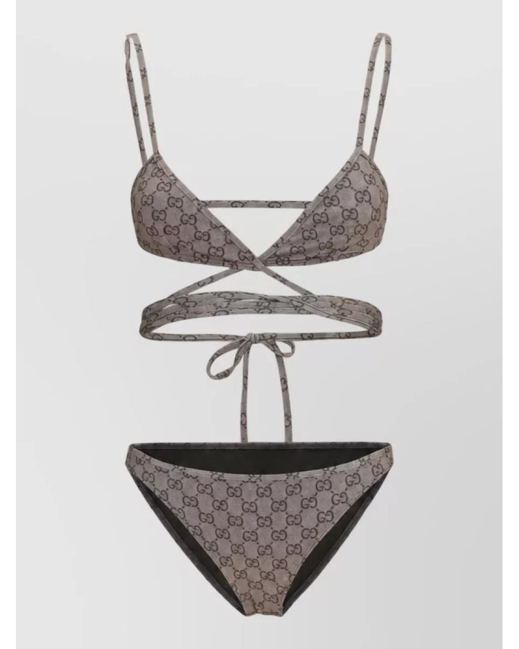 Gucci Gray Polyester Bikini Bodysuit